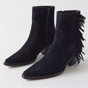 NWT Suede Fringe Cowboy Snip Tip Western Jane Boots